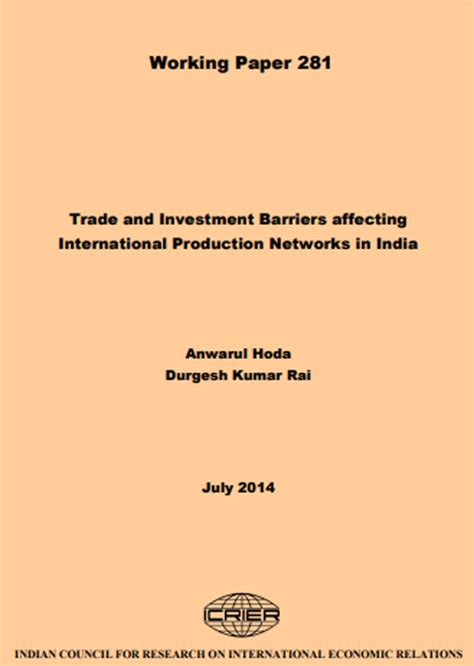 Trade and Investment Barriers affecting International Production ...