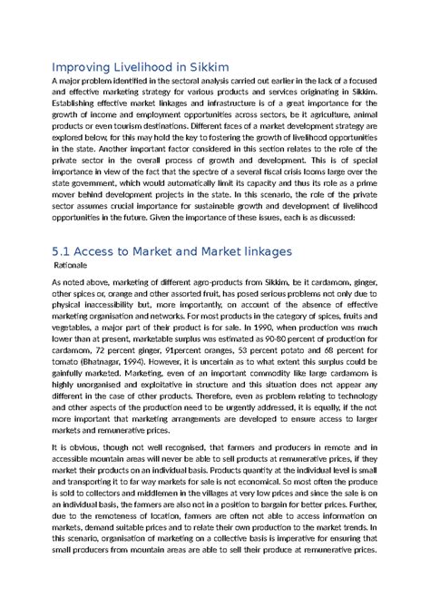 Improving Livelihood in Sikkim - Establishing effective market linkages ...