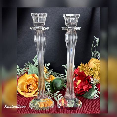 Mikasa Candle Holders / Mikasa Crystal Candlesticks / Signed Mikasa ...