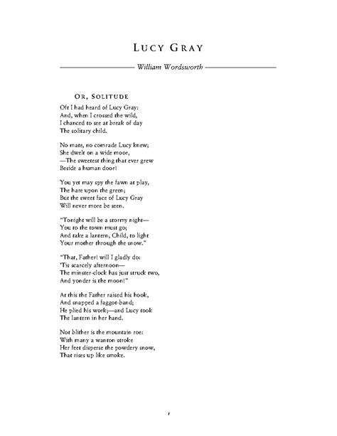 Lucygray - Lucy Gray is a poem by William Wordsworth - L U C Y G R A Y