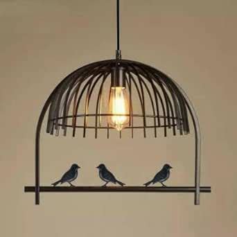 Buy DECOFOLD Black Antique 3 Bird Cage Metal Hanging Ceiling Light ...