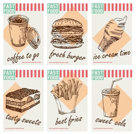 Top 50+ Free Hand Drawn Fast Food Design Vectors