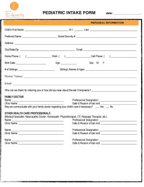 Fillable Online Pediatric Intake Form - cdn.vortala.com Fax Email Print ...