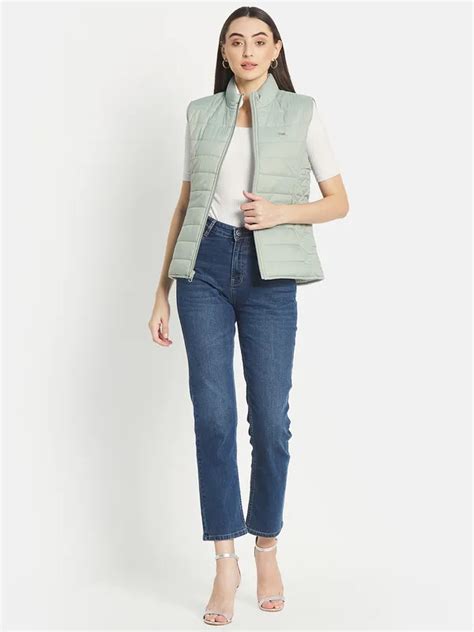 METTLE Women Olive Green Puffer Jacket