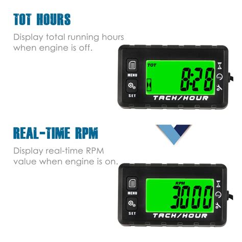 Digital Tach Hour Meter RPM&JOB&SVC Maintenance Gauge Mower ATV Motor Marine | eBay