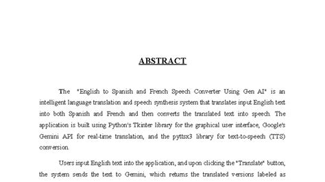 BRIL, CSE: English to Spanish and French Speech Converter Project - Studocu