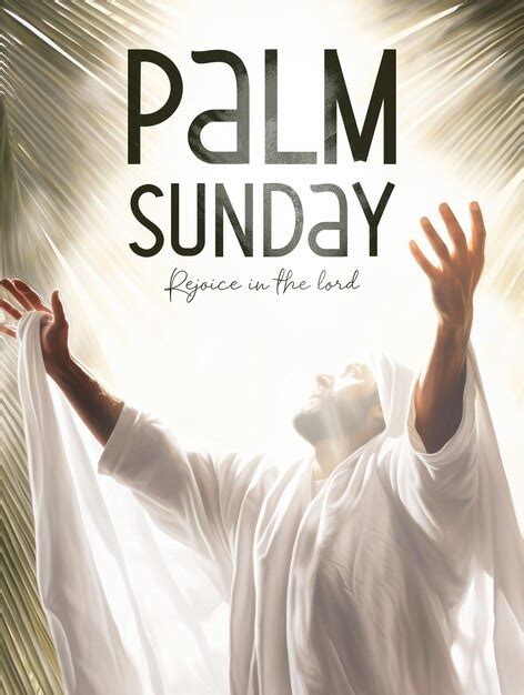 Palm sunday poster template with praising jesus in white linen cloth ...