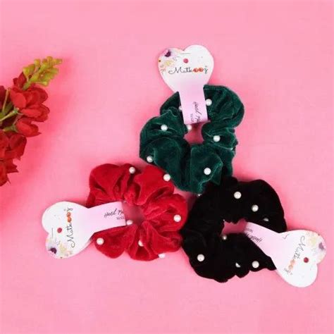 Velvet Scrunchies - Nnr Velvet Pearl Hair Scrunchies For Girls ...