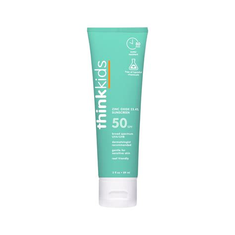 Thinkkids Safe Mineral Sunscreen SPF 50+, 3 Fl Oz, Natural, Water ...