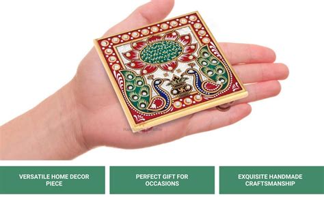 Handicrafts Paradise (4 x 4 inch) Peacock Design Painted Marble Chowki ...