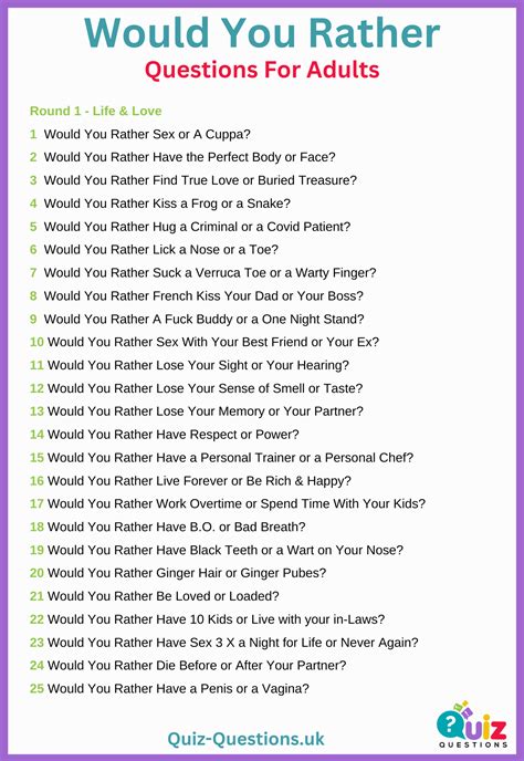 Printable Would You Rather Questions For Adults – MRQOI
