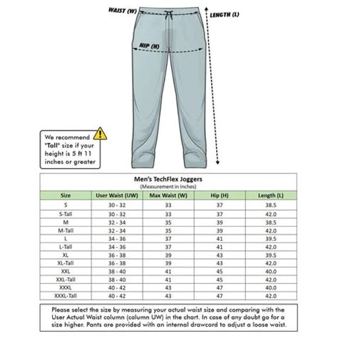Reccy Men's TechFlex Joggers - Size Guide – OutdoorTravelGear.com