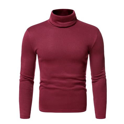 Men's Slim Fit Basic Turtleneck T Shirts Casual Knitted Pullover ...