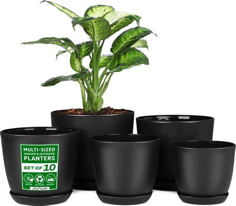 Amazon.com: Lifemaster Plant Pots with Multi Drainage Holes - 10 Pieces ...