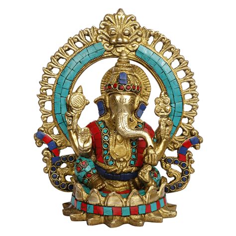 Kartique Brass Bhagwan Ganesh Idol Sitting Posture Ganesha Statue ...