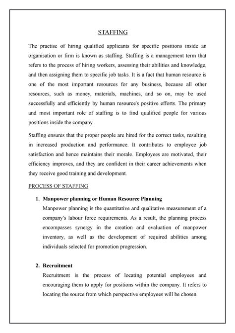 Staffing - STAFFING The practise of hiring qualified applicants for ...