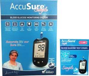 AccuSure Simple Glucometer With 25 Test Strips Glucometer Price in ...