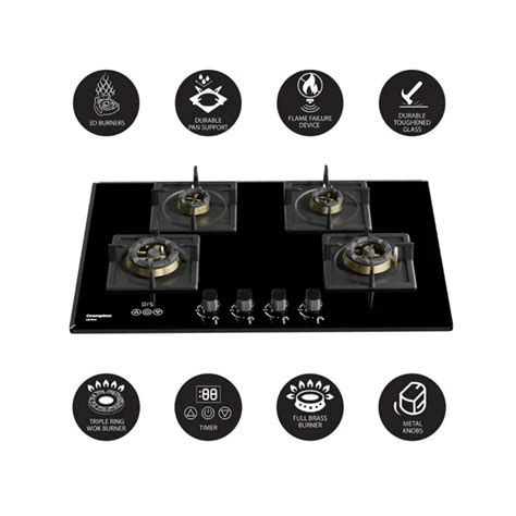 Crompton HOB-OPFB905TI-MBL-Built-InGasHob 4 Burner Hob Optime Series 90 ...