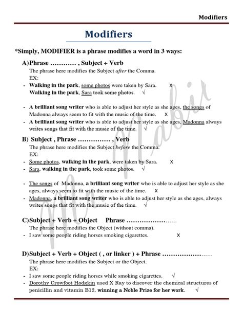 Image result for Modifiers Grammar Quiz