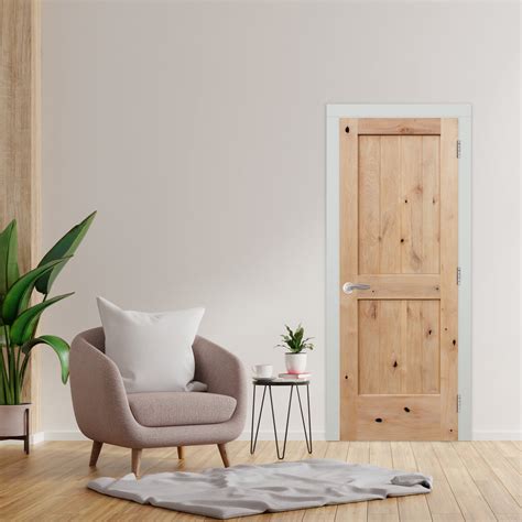 Unfinished 2-Panel V-Groove Knotty Alder Wood | Prehung Interior ...