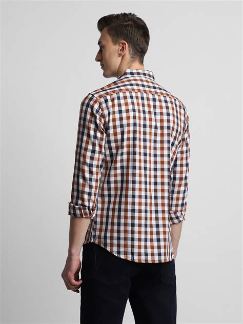 Men's Button Down Collar Slim Fit Checks Multicolour Casual Shirts ...