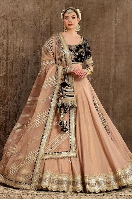 Buy Peach Velvet, Shantoon, Silk Organza, Cotton Embroidered Bridal ...