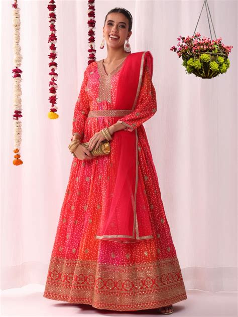 Ombre Alia-style Bandhej Print Gown – Chhabra 555