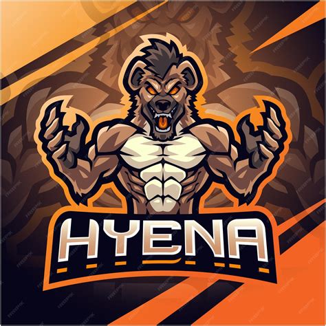 Création de logo de mascotte esport combattant hyène | Vecteur Premium