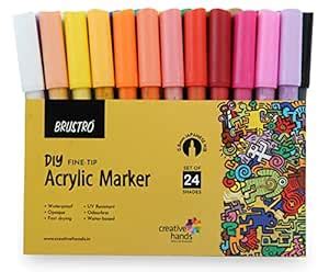 Brustro Acrylic (DIY) Fine Tip Marker Set of 24 - Basic 0.8MM, for ...