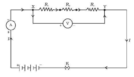 A circuit diagram consisting of three resistors two in series and one ...