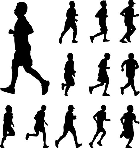 Running silhouettes vector, Black color man jocking on white background ...