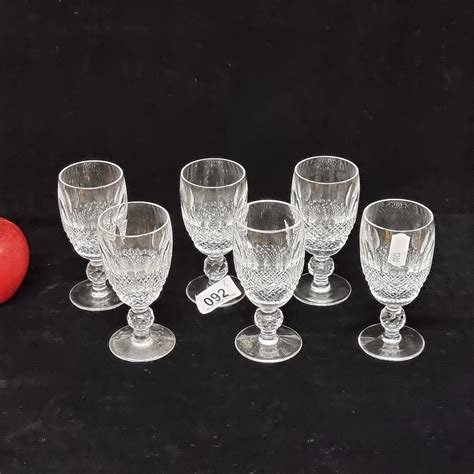 A fabulous collection of six vintage Waterford Crystal glasses, featuring the Colleen cut. VGC.