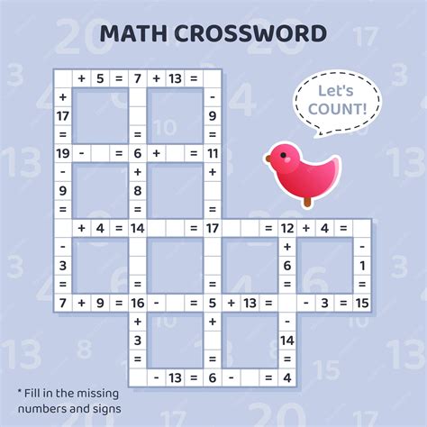 Premium Vector | Math Crossword puzzle for kids Addition and ...