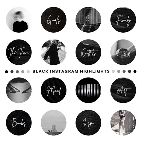 100 Black Instagram Highlight Covers, Minimalist IG Story Highlights ...