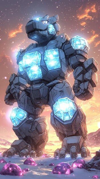 Giant robot with crystal armor | Premium AI-generated image