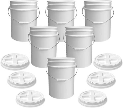 Amazon.com: ePackageSupply 5 Gallon White Bucket with White Gamma Seal ...