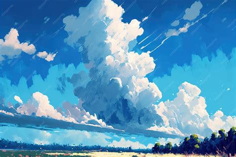 Premium Photo | Blue sky with clouds blue sky with clouds in manga ...