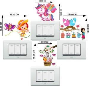 AK GRAPHICS 15 cm cute cartoon switch wall sticker Self Adhesive ...