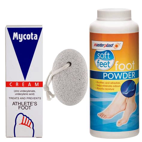 Athletes Foot Treatment Bundle with Mycota Athletes Foot Cream 25g and Masterplast Foot Powder ...