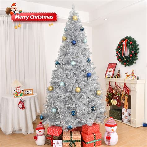 Upsimples 6 FT Silver Christmas Tree 800 PET Branch Tips Easy Assembly ...