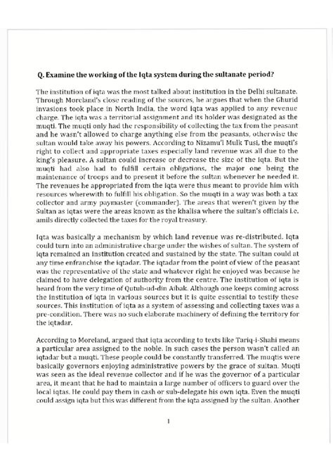 The Iqta System in the Delhi Sultanate: A Detailed Analysis - Studocu