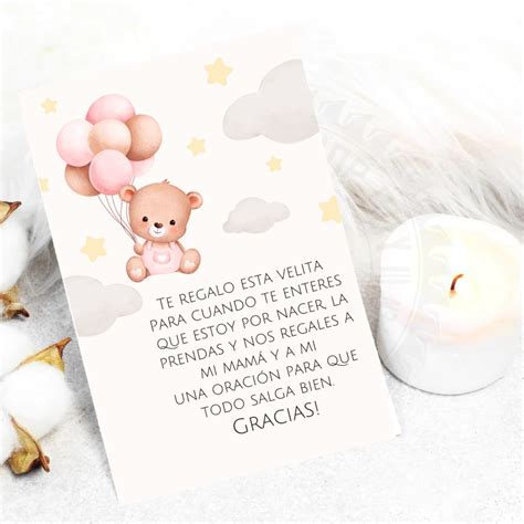 Spanish Baby Shower Card , Spanish Favor Cards, Candle Favors, Recuerdo ...