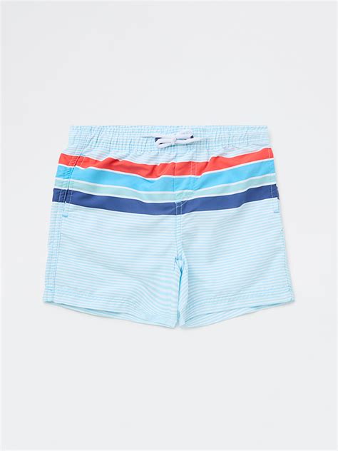 Buy HOP Kids Boys Light Blue Striped Mid-Rise Swim Shorts from Westside