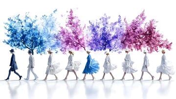 Watercolor of a refined french fashion show on a white background ...