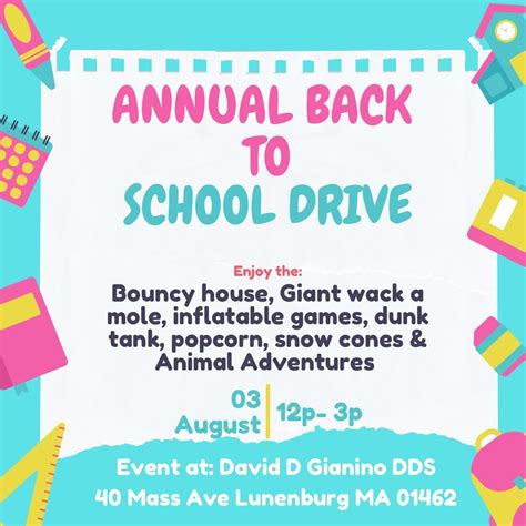 Annual Back to School, 40 Massachusetts Ave, Lunenburg, MA, 3 August ...