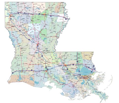 Louisiana Road and City Map - your-vector-maps.com