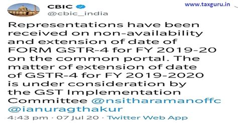 Extension of due date of Form GSTR-4 under consideration