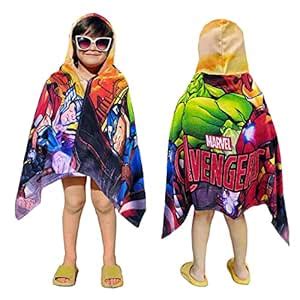 Sassoon Avengers Terry Cotton Bath/Pool/Beach Hooded Towel Wrap for ...