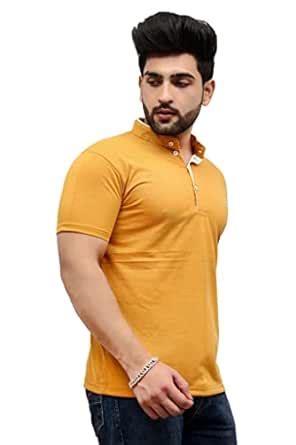 Buy forbro Half Sleeve Mandarian Collar Regular fit Cotton Blend Tshirt ...