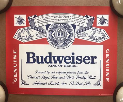 Vintage Original 1980s Budweiser Beer Sign Poster 1987 Beer - Etsy